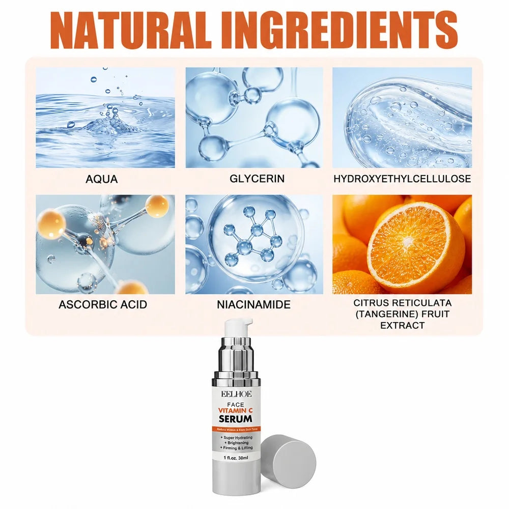 US Local 30ml Vitamin C Face Serum For Women Brightening Anti-Wrinkle Hydrating Niacinamide Ascorbic Acid Firming Lifting Soothing Repairing
