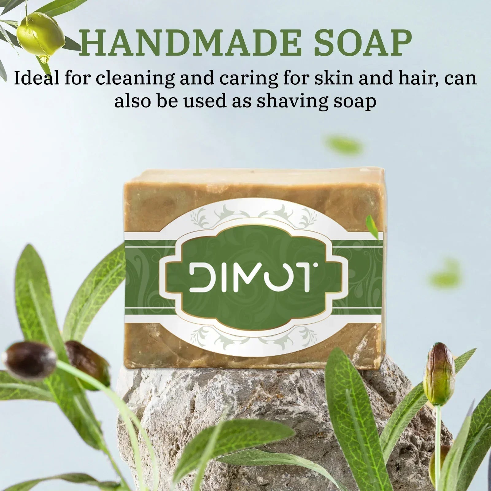 Handmade Olive Oil Cleansing Bar 200g - For Sensitive Skin, Gently Cleanses Face, Body & Hair While Providing Light Moisture. Halalzen