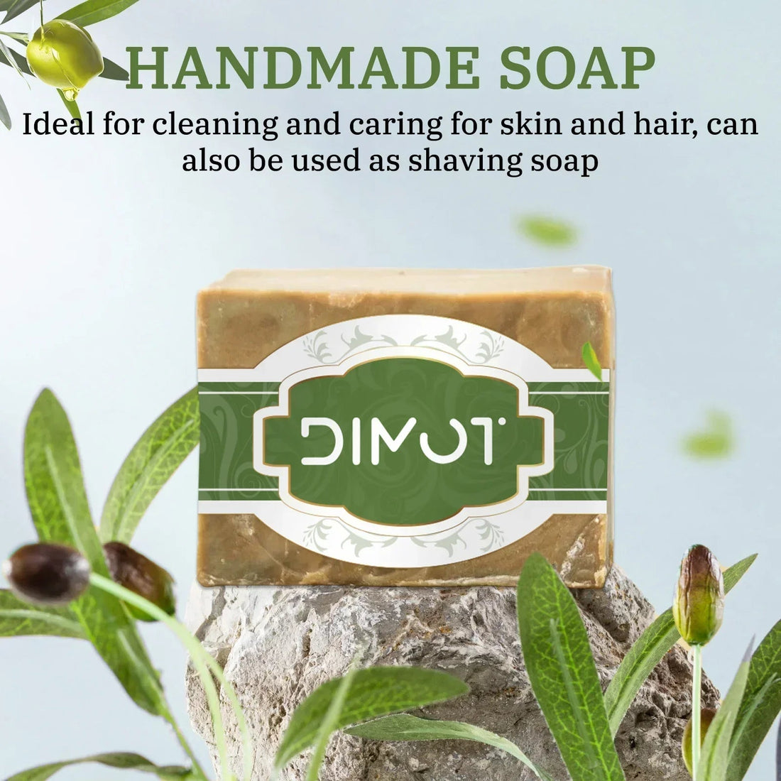 Handmade Olive Oil Cleansing Bar 200g - For Sensitive Skin, Gently Cleanses Face, Body & Hair While Providing Light Moisture. Halalzen