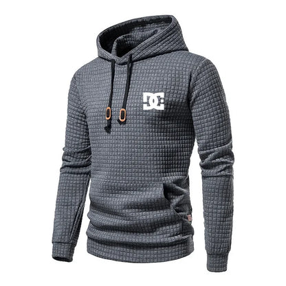2025 New Spring and Autumn Europe men DC letters printed casual large pocket hoodie jumper small plaid jacquard plus size
