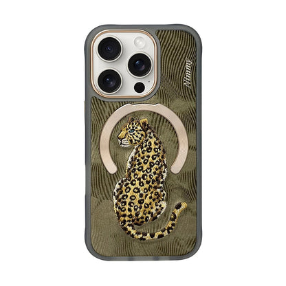 Dragon Phoenix 3D Embroidery Protective Case For iPhone 16 Pro Max Magnetic Wireless Charger Trend Original Fashion Cover