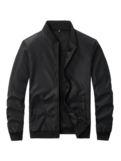 2025 Spring and Autumn New Baseball Collar Short Loose Solid Color Jacket Men's Business Casual Thin Coat Trend