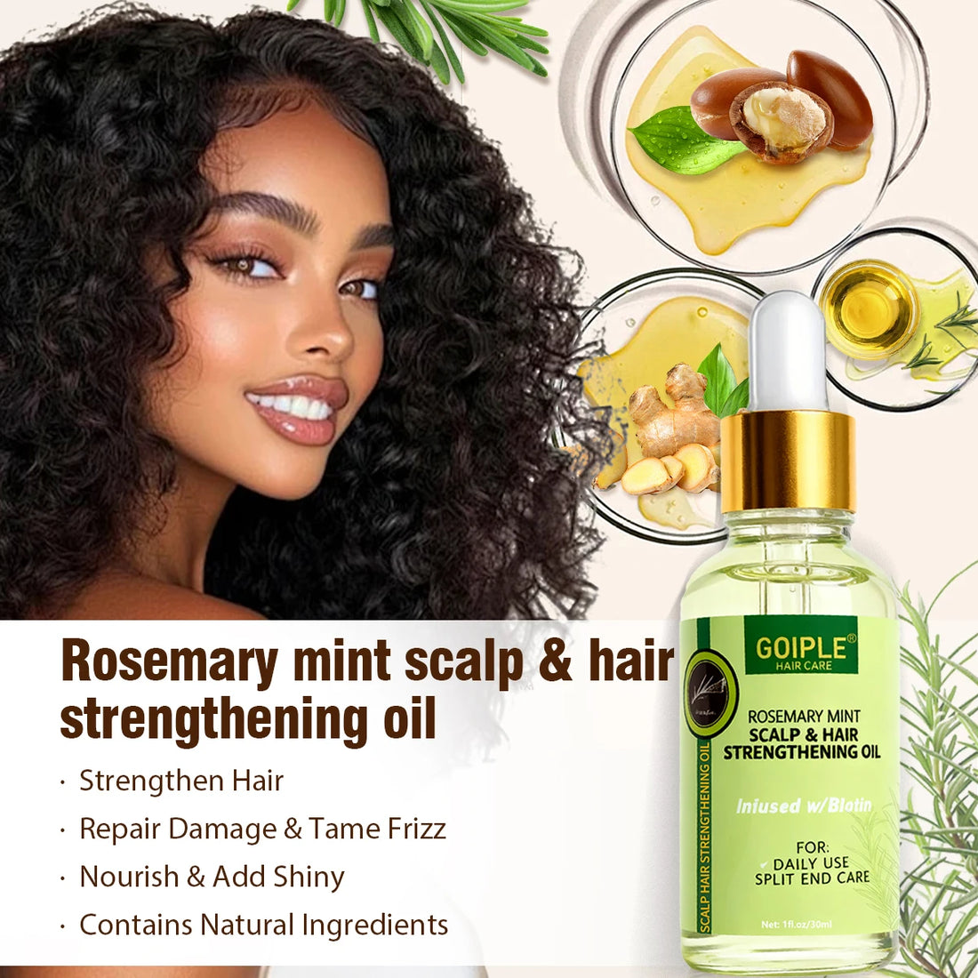 GOIPLE Hair Growth Product African Chebe Powder and Hair Growth Oil Hair-loss Treatment Rosemary Extract Oil Anti Hair-break Set