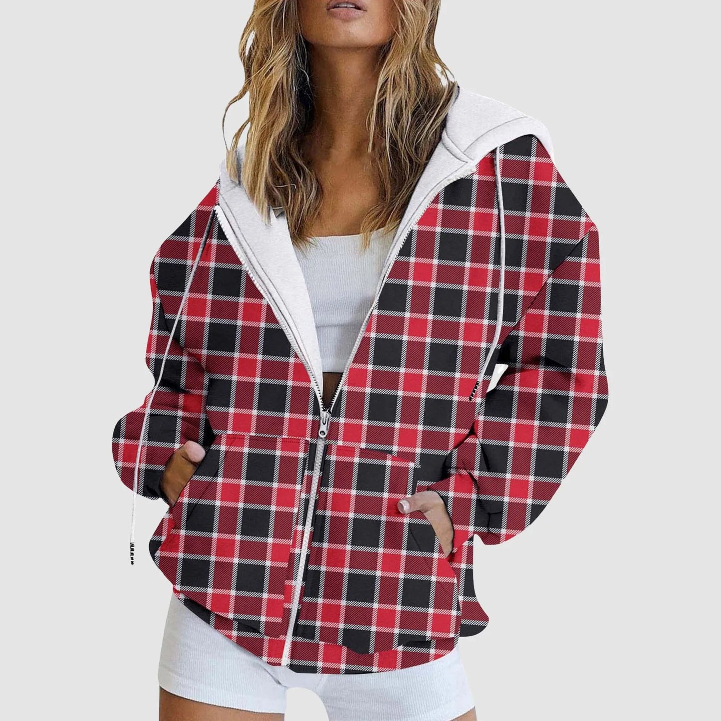 Hoodies For Teen Girls Trendy Womens Zip Up Hoodies Long Sleeve Oversized Sweatshirts Fleece Jacket Pockets 2025 Y2k Clothes