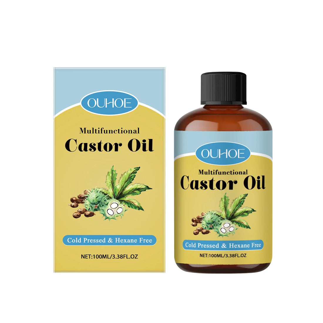 Organic Castor Oil Moisturizing Hair Eyelashes Eyebrows Emollient Relaxation Aromatherapy Brightening Body Massage Essential Oil