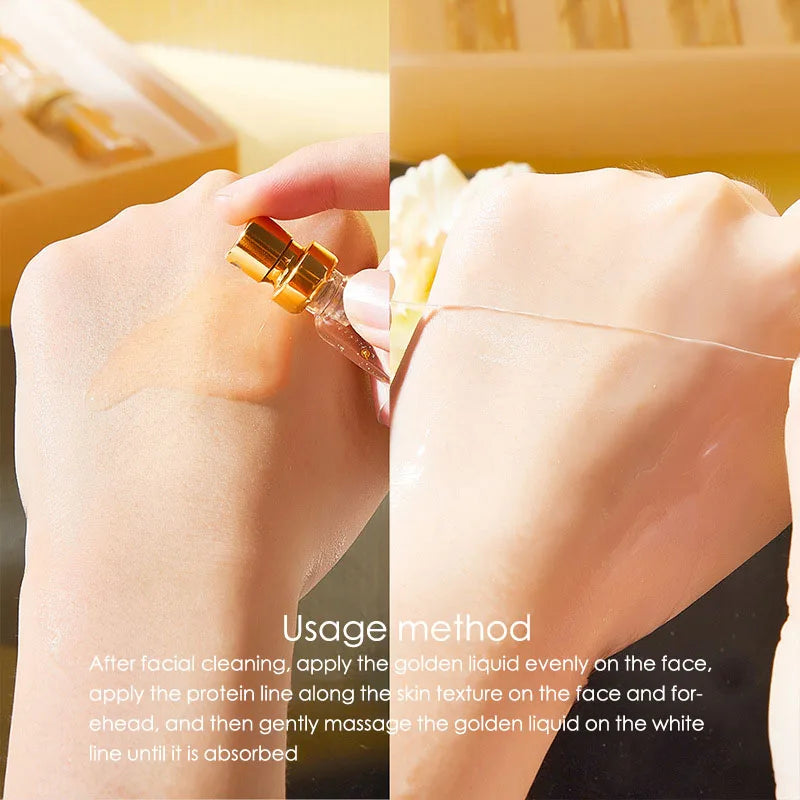 24K Gold Face Serum Active Collagen Silk Thread Facial Essence Anti-wrinkle Moisturizing Hyaluronic Serum for Face Skin Care Halalzen