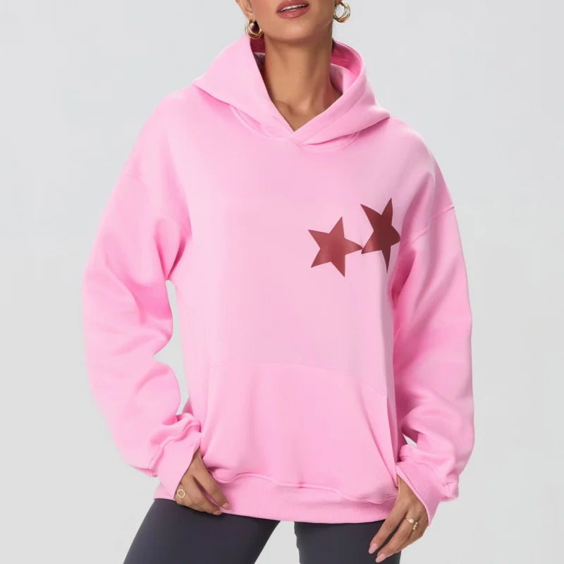 Gothic Graphic Oversized Sweatshirt Y2k Women Preppy Hoodies Long Sleeve Hooded Pullover Sweaters Aesthetic Pockets Streetwear