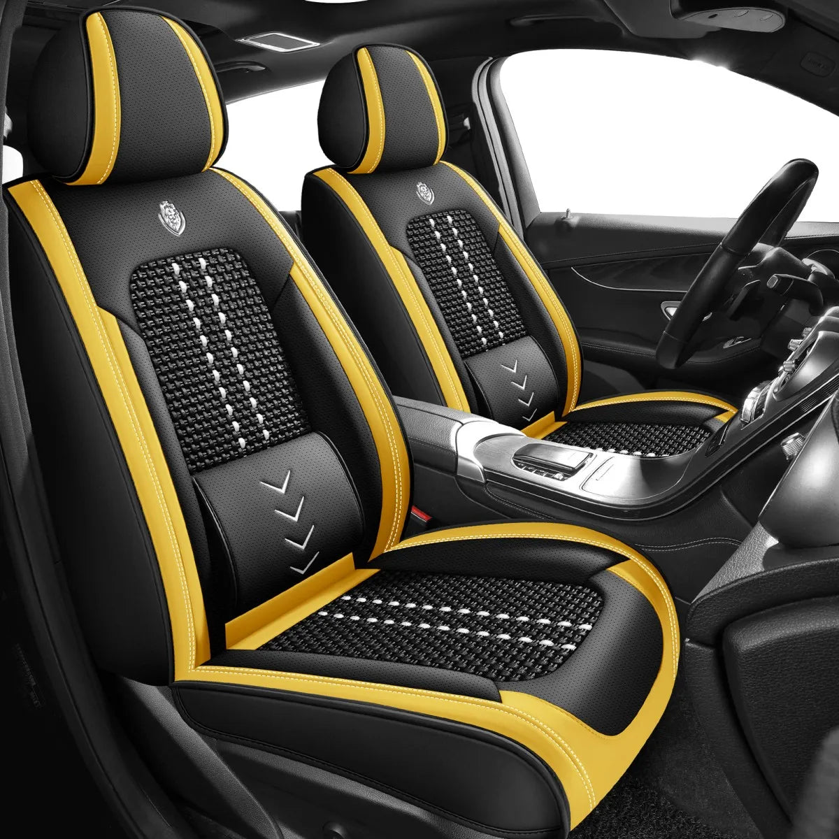 Universal leather car seat covers, full - enclosed installation, waterproof and easy to clean, 5 - piece set for the whole car