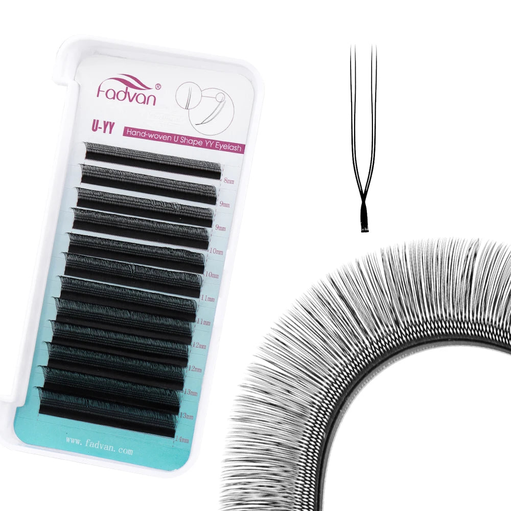 FADVAN U Shape YY Eyelash Extensions 2D UU Eyelashes Premium Soft Natural Fans Cluster Curl C/D False Lashes Make up Tools