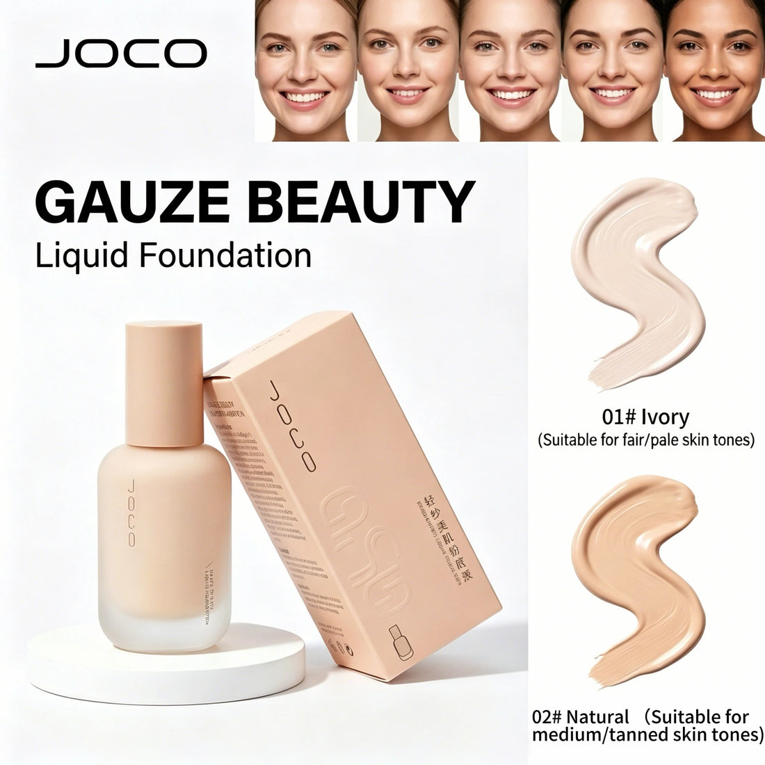 Joco Hydrating Foundation Smooth Long Lasting Waterproof Sweatproof Create Sheer Cream Skin