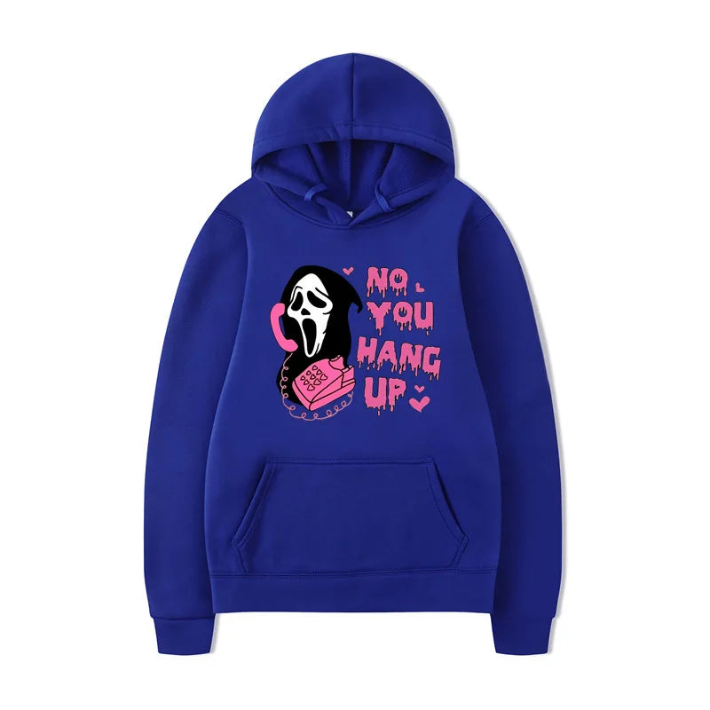 No You Hang Up Halloween Hot Selling Hoodie Colorful Printed Harajuku Hip Hop Long Sleeve Loose Hoodie Casual Top