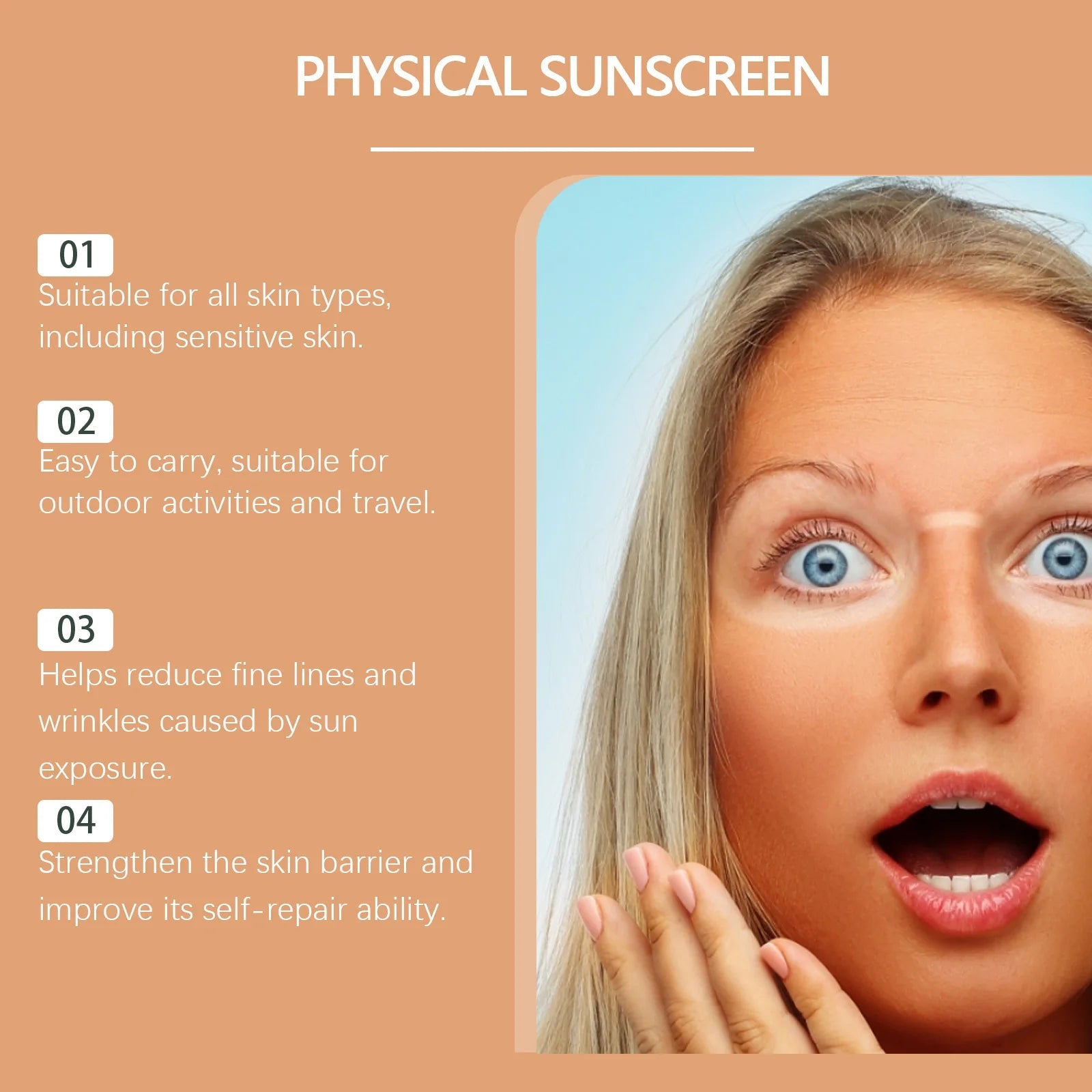 EELHOE 30g Vitamin E Sunscreen Long-lasting Moisturizing Anti-UV Anti-dry Skin SPF 50 Cream Maintains Elasticity Glow Skin Care Halalzen