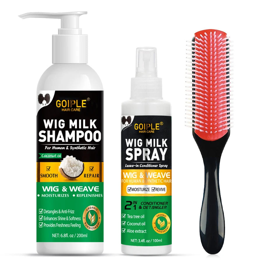 2 In 1 Wig Shampoo and Leave-in Conditioner Wig Care Solution Detangle Spray Anti-Frizz Moisturizes & Revitalizes Synthetic Wigs Halalzen