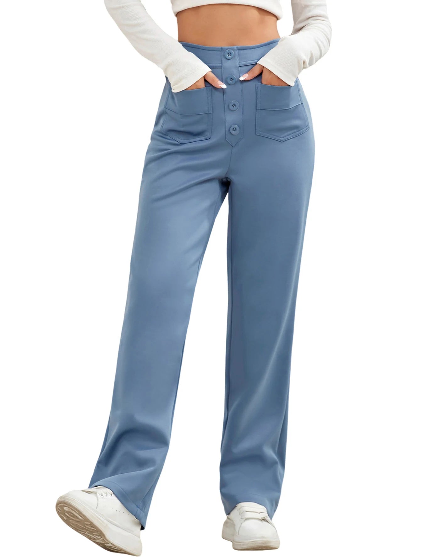 Women Sweatpants 2024 High-Waisted Multi-Pocket Cargo Pants Elegant Full-Length Casual Pants