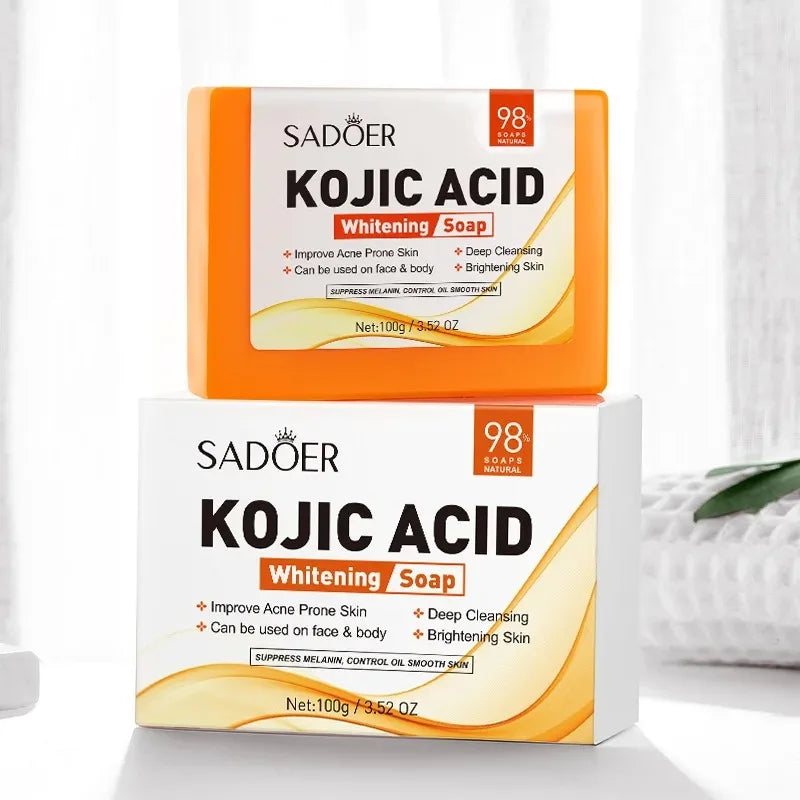 Sadoer Kojic Acid Facial Soap Face Wash Foam Facial Cleanser Moisturizing Hydrating Oil Control Body Bathing Handmade Soap Halalzen