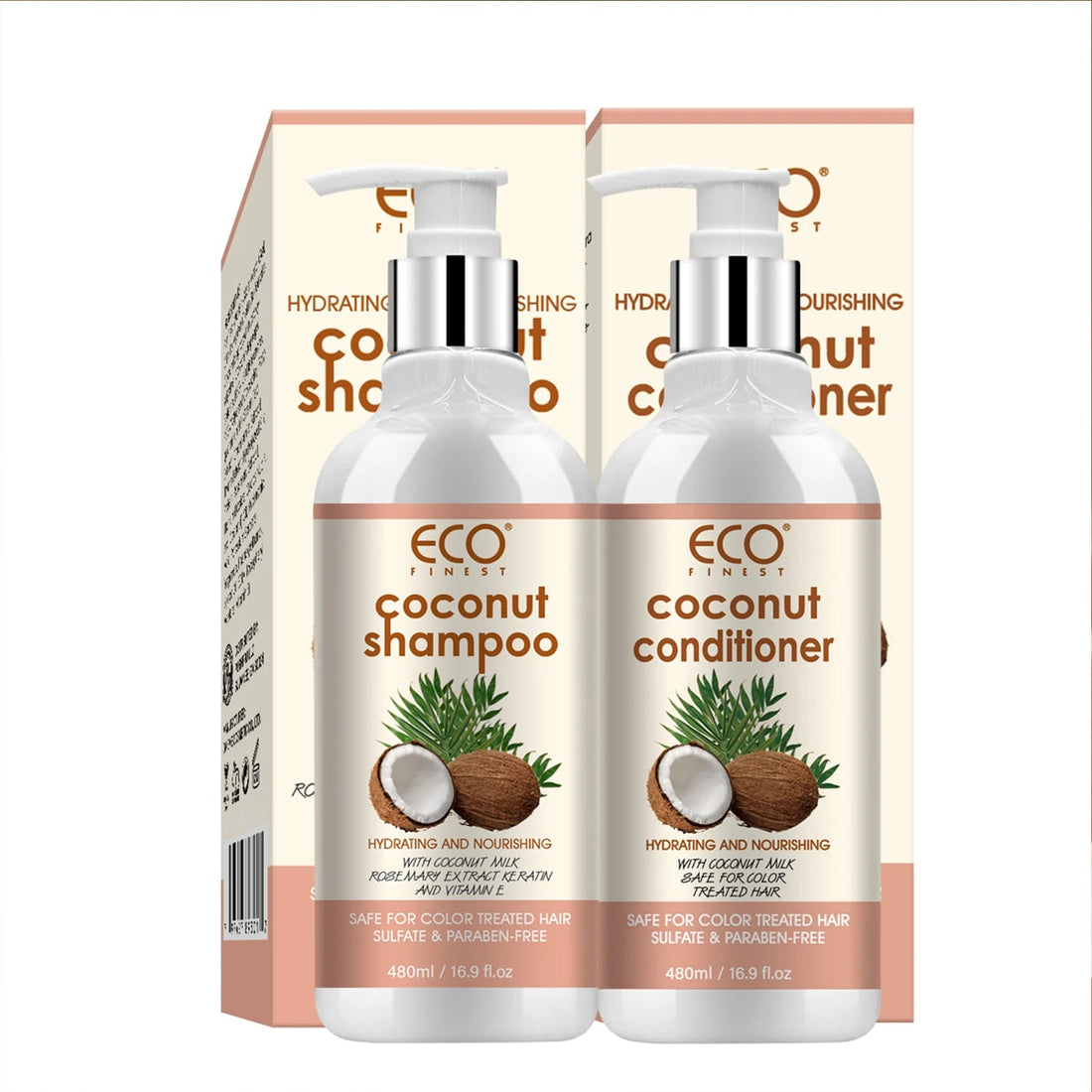 72H Shine Extra Volume Coconut Shampoo & Conditioner Set for Thin Hair 500ml Silicone-Free Formula to Enhance Hair Fullness Halalzen