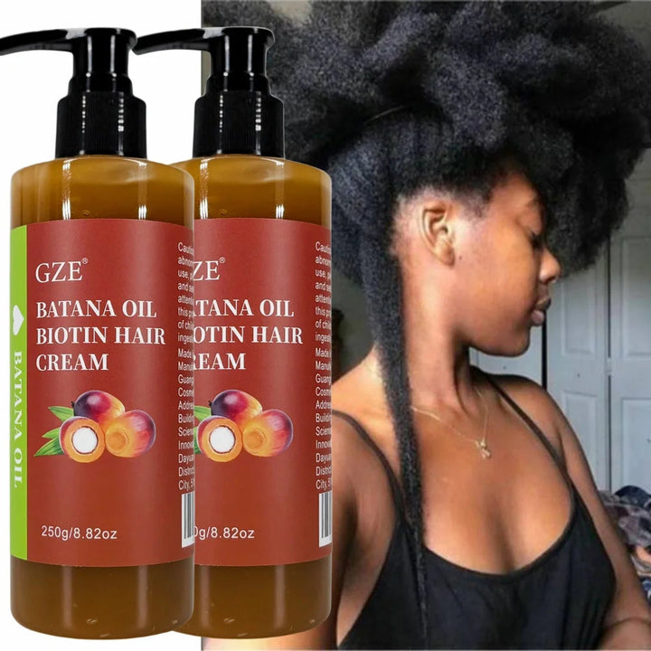 2 Pack GZE Batana Oil Biotin Hair Cream Strong Hair Anti-Breakage Repair Split Ends Silky For Dry Hair Halalzen