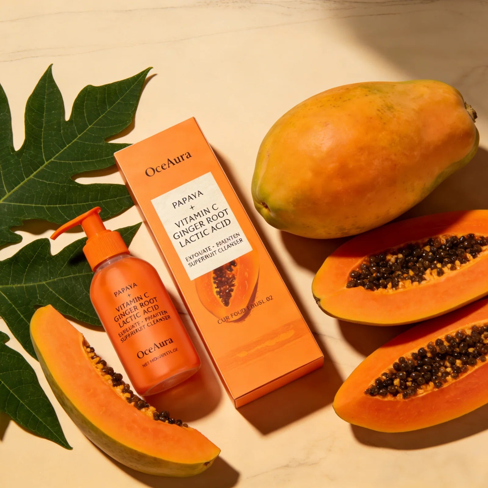 OceAura Papaya Face Wash for Cleansing Face Brightening Glowing Skin Barrier Repair Pore Minimizer Vitamin C Face Cleanser 100ml Halalzen