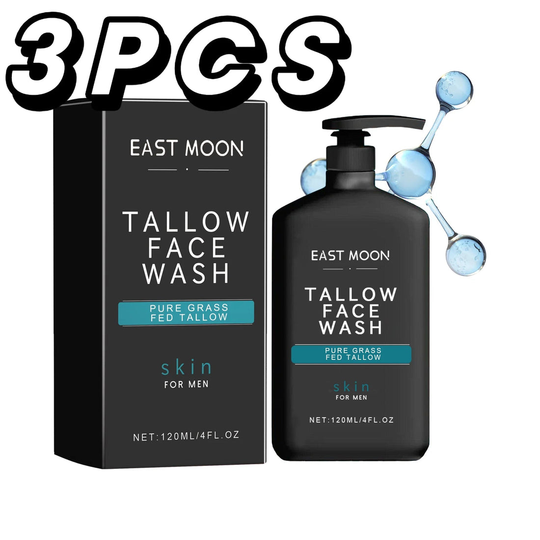 Men's Tallow Facial Cleanser Lotion Remove Acne Blackhead Prevent Clogged Pores Oil Controll Exfoliator Refreshing Facial Cleani Halalzen