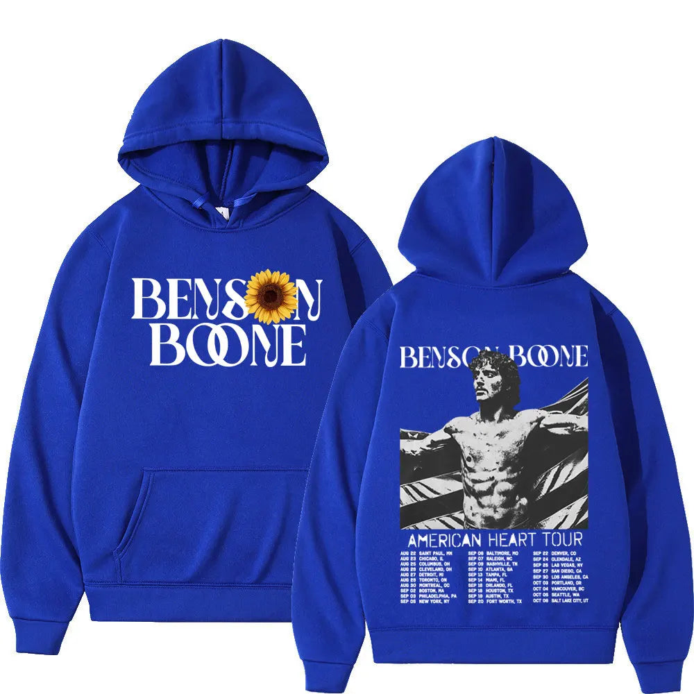 Benson Boone American Heart Tour 2025 Hoodies Men Women Fashion Hip Hop Hooded Sweatshirts Vintage Casual Oversized Pullovers
