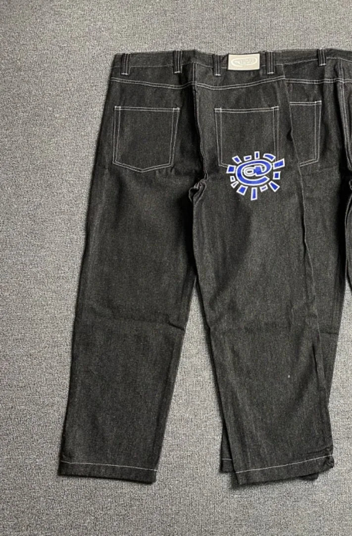 New Always Jeans High quality Printed Embroidery Straight Jeans Black Pants Men Jeans Printing Trend Street Wear AlwaysJeans Men HALALZEN