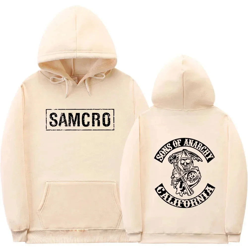 Double Sided Print Hoodie Sweatshirt Tops Sons of Anarchy SAMCRO  Men Womnen Fashion Brand Design Pullover Cotton Fleece Hoodies