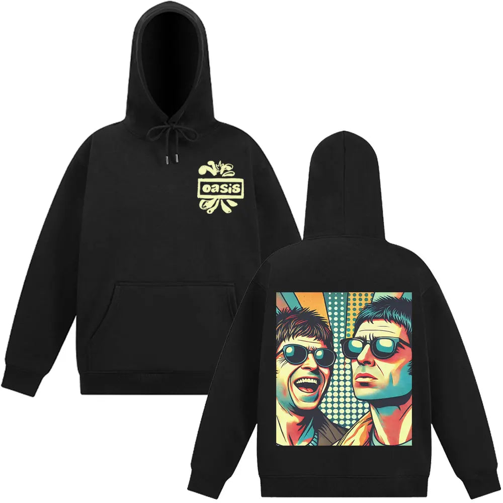 O-Oasis Rock Band Double-sided Fashion Hoodies 90s Music Graphic Rock Fan Gift Sweatshirts Long-sleeved Hip-hop Loose Pullover