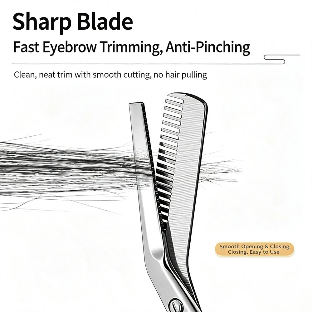 High Quality Eyebrow Trimming Scissors with Combs Professional Stainless Steel Grooming Eyebrow Shaping Scissors Tools