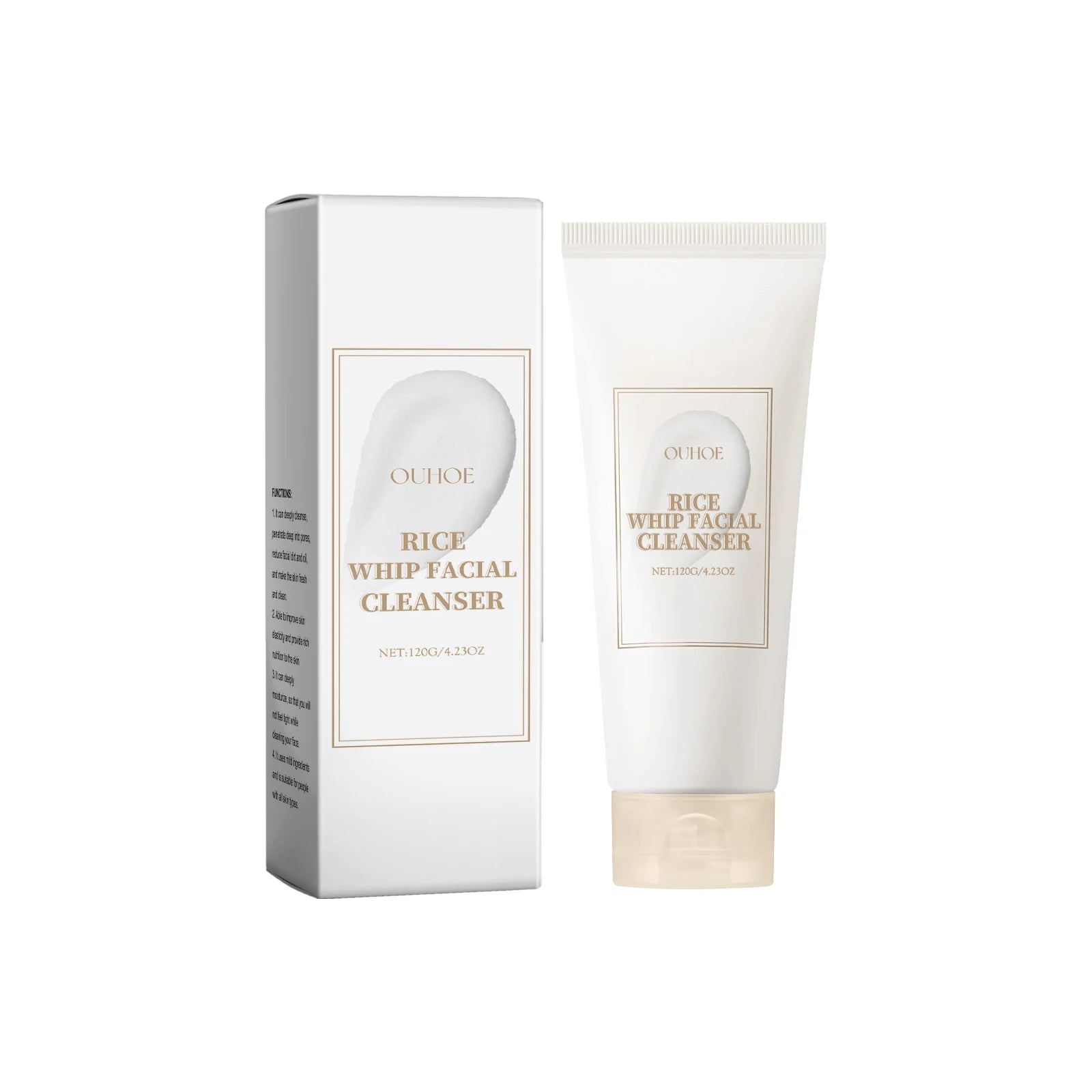 Rice Milk Cleansing Foam 120g Gentle Facial Wash Deep Cleanse Rice Extract Hydrating Non Drying Rich Lather for Soft Bright Skin Halalzen