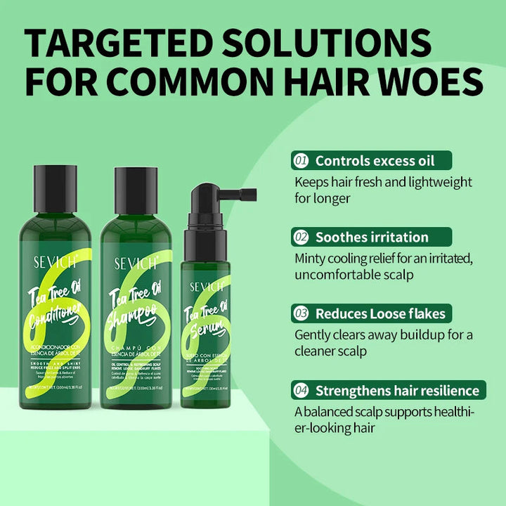 Tea Tree Essence Shampoo Hair Conditioner Set Deep Cleaning Moisturizing Scalp Strengthening Nourish Shiny Anti Hair Loss Care Halalzen