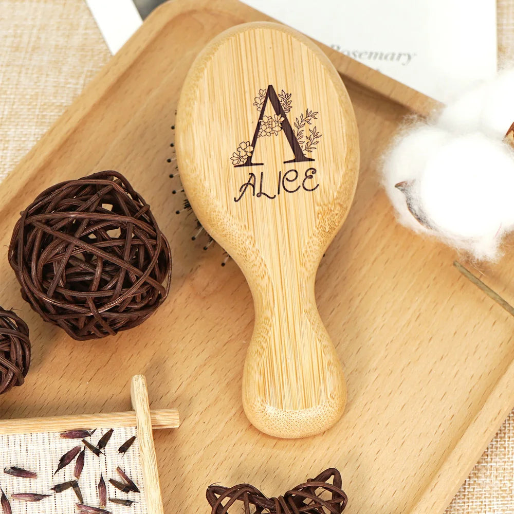 Custom Boar Bristle Natural Bamboo Hair Brush Air Cushion Hairbrush Detangling Scalp Massage Comb Salon Barber Styling Tools