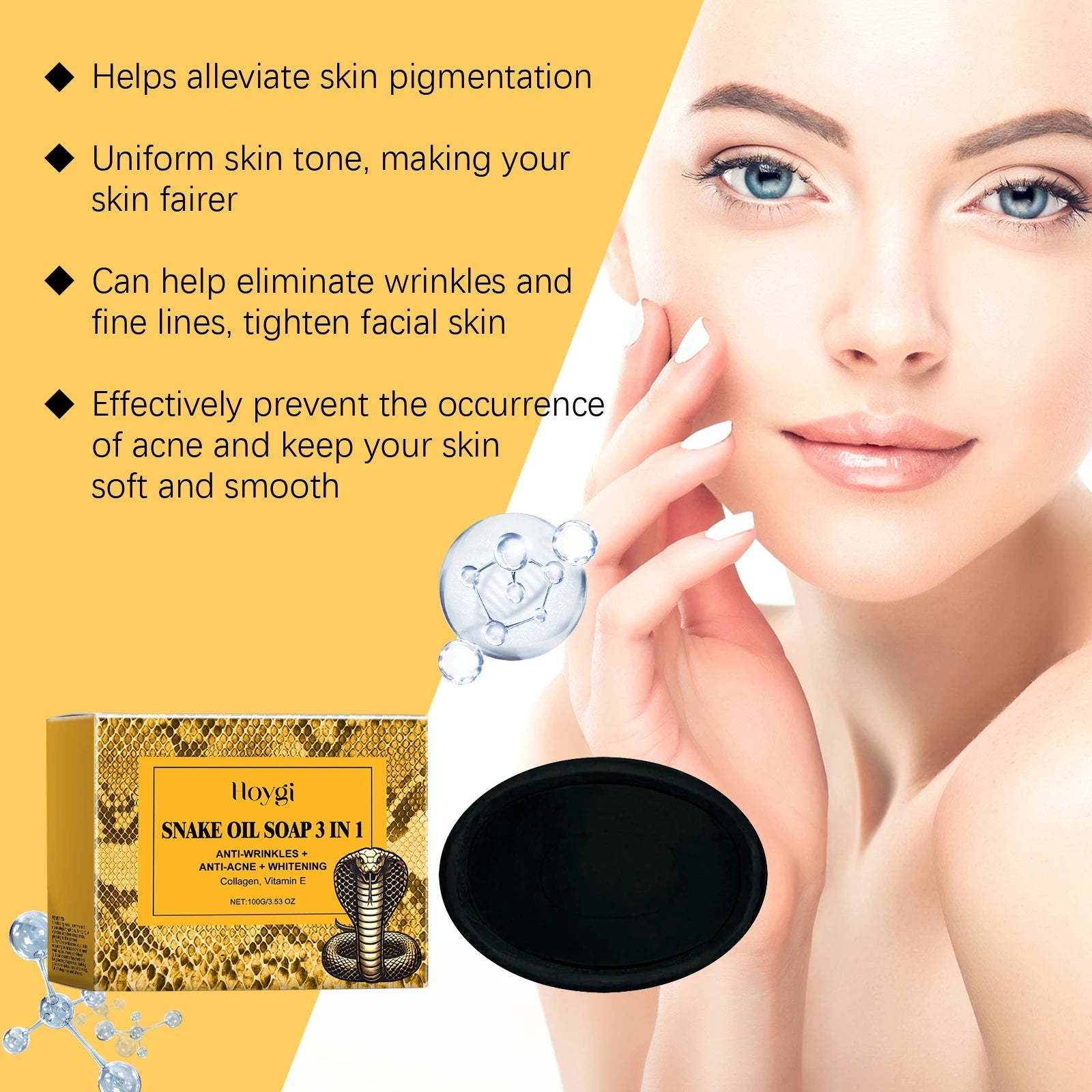 Snake Oil Cleansing Soap - Gentle Facial Cleansing, Leaves Skin Tender & Smooth, Refreshing & Oil-Control Cleansing Soap Halalzen