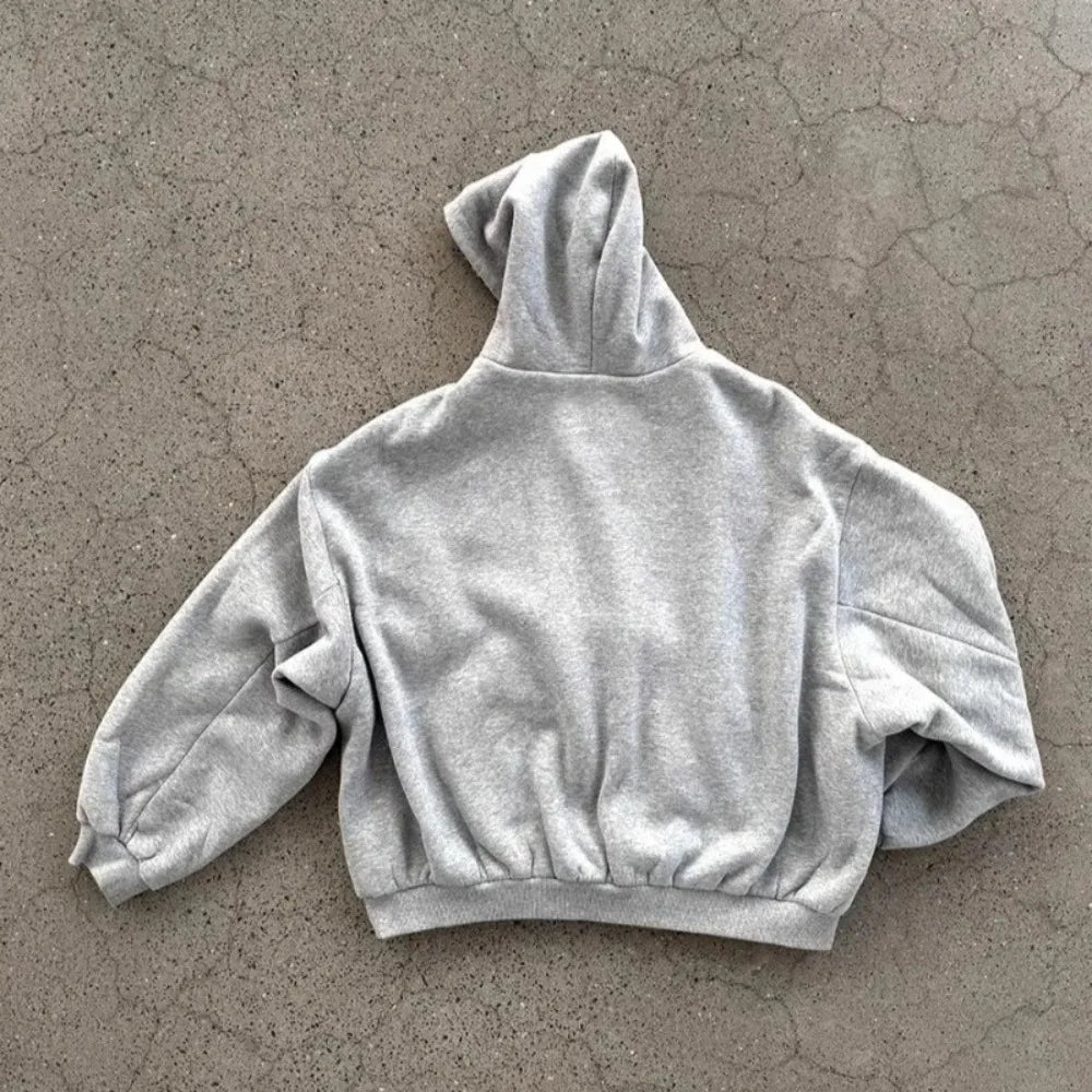 Grey Casual Spring Oversized Reversible Hoodies Women Men Streetwear Clothes Hoodie With Plaid Lining Sweatshirt Streetwear Tops