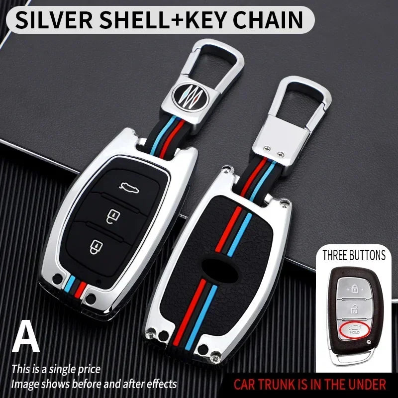 Zinc Alloy + Silicone Car Key Case Cover Fob Holder for Hyundai Tucson Santa Fe Rena Sonata Elantra Creta Ix35 Ix45 I10 I30 I40