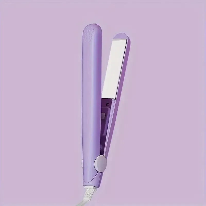 Europlug Mini Quick-Heating Hair Straightener—Multi-color plywood，Dual-use for straight and curly hair，Can be styled as bangs Halalzen