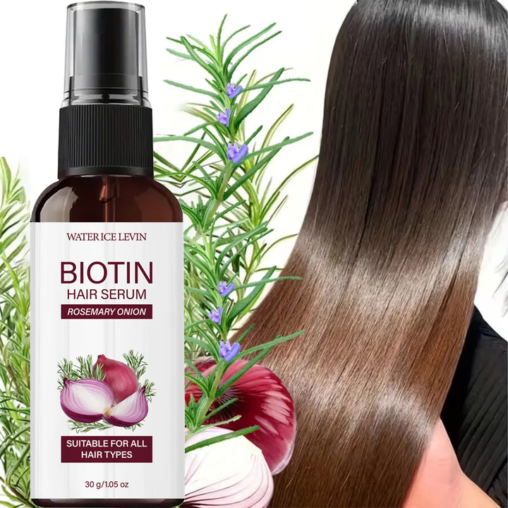 Biotin Hair Serum 30g with Rosemary & Onion Oil - Moisturizing Nourishing Essential Oil for Smooth, Supple & Healthy Hair