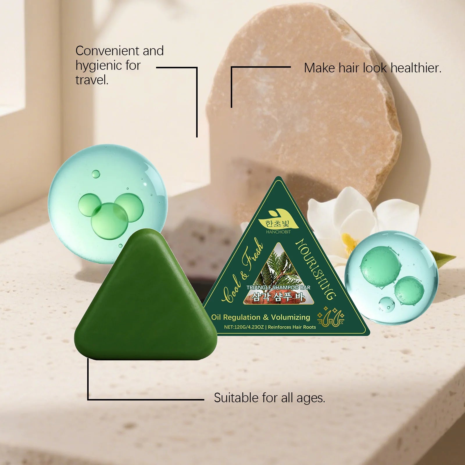 Triangle Herbal Nourishing Shampoo Bar Clean Scalp Reduce Loss Strengthen Hair Control Water-oil Balance Repair Damaged