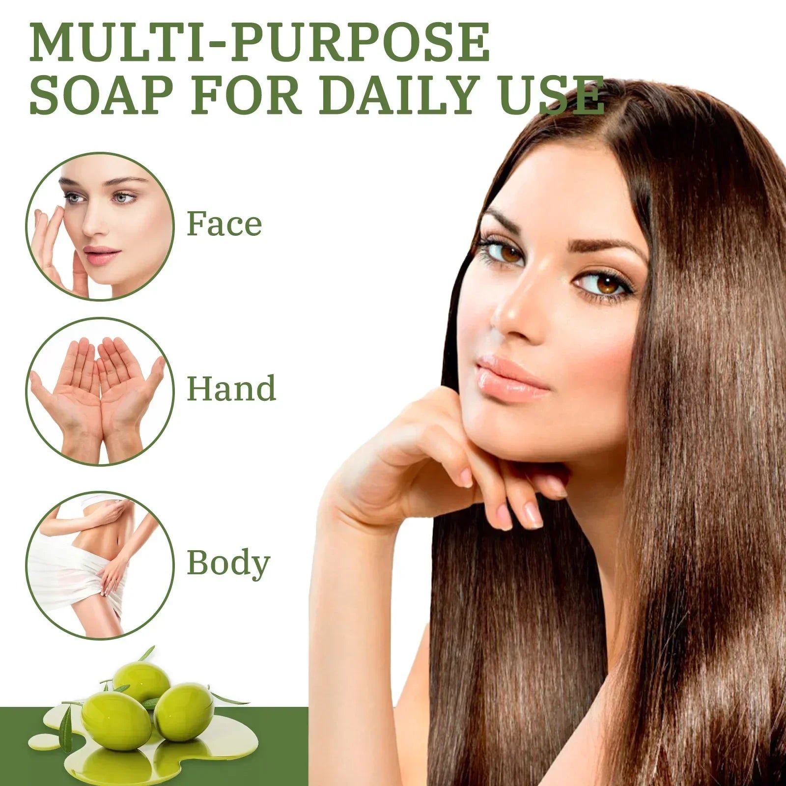 Handmade Olive Oil Cleansing Bar 200g - For Sensitive Skin, Gently Cleanses Face, Body & Hair While Providing Light Moisture. Halalzen