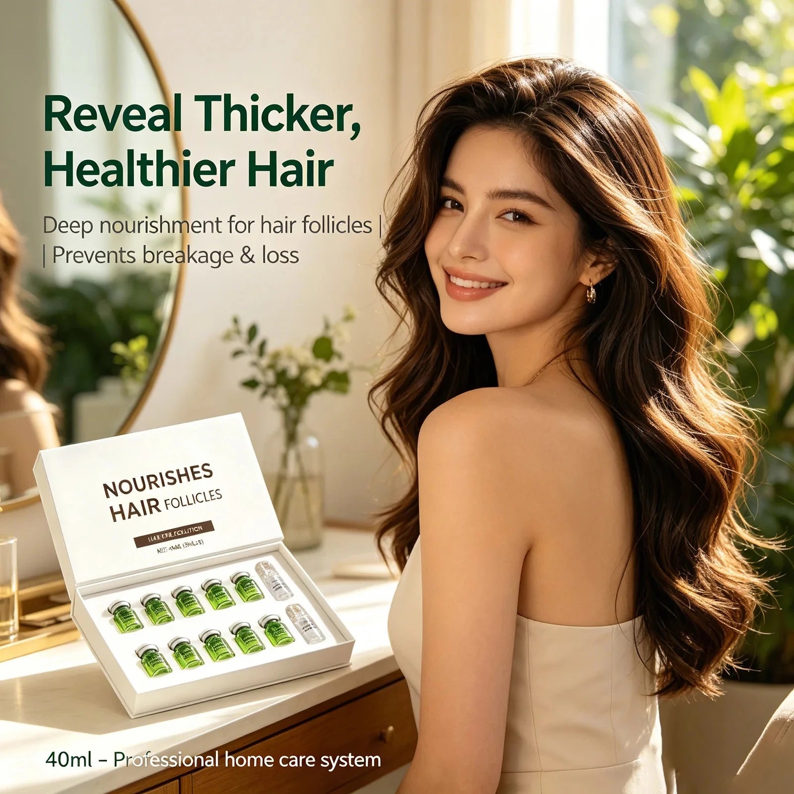 0.25mm Scalp Micro‑Needle Roller Set with 8×5ml Ampoules Nourish Follicles Reduce Loss & Breakage Boost Scalp Density