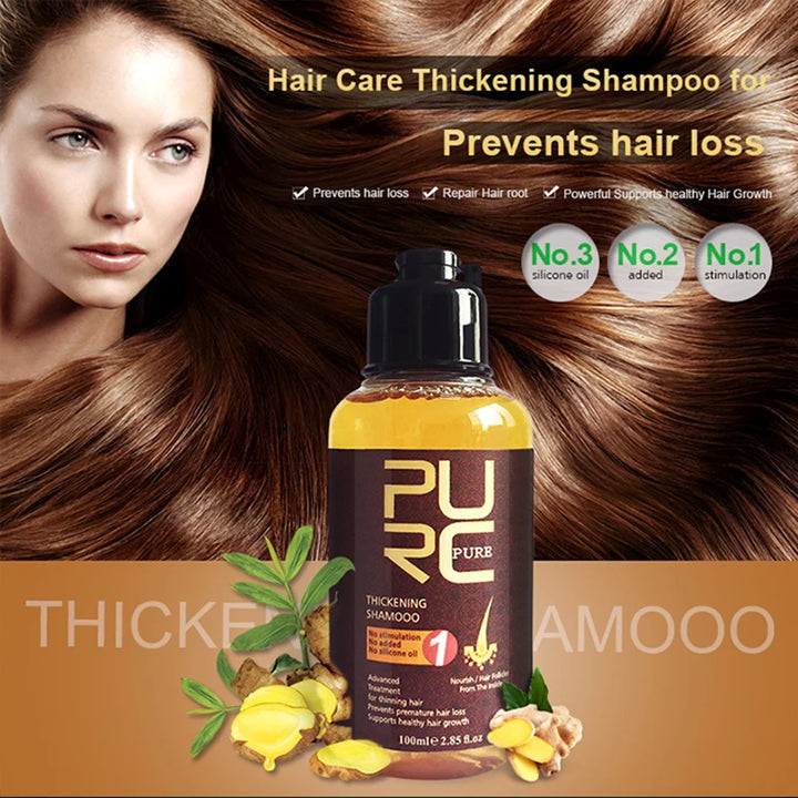 PURC 100ml Ginger Hair Loss Shampoo Hair Growth Treatment For Hair Regrowth Repair Hair Root Thicken Hair Care