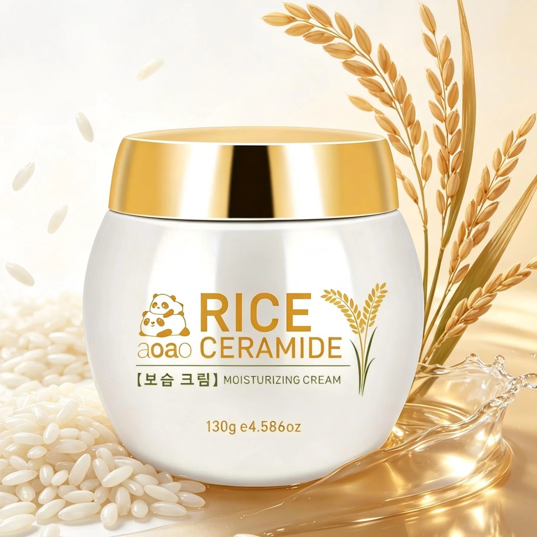 Rice Moisturizing Face Cream Rich in Ceramide Vitamin E and Collagen Deep Nourishing Day and Night Facial Moisturizer 130g