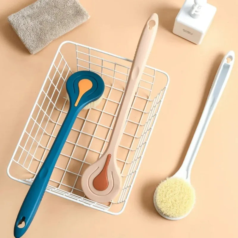 1PC Long Handle Soft Hair Bath Brush - Back Ball Scrubber Mud Massage Shower Body Brush for Bathroom Halalzen