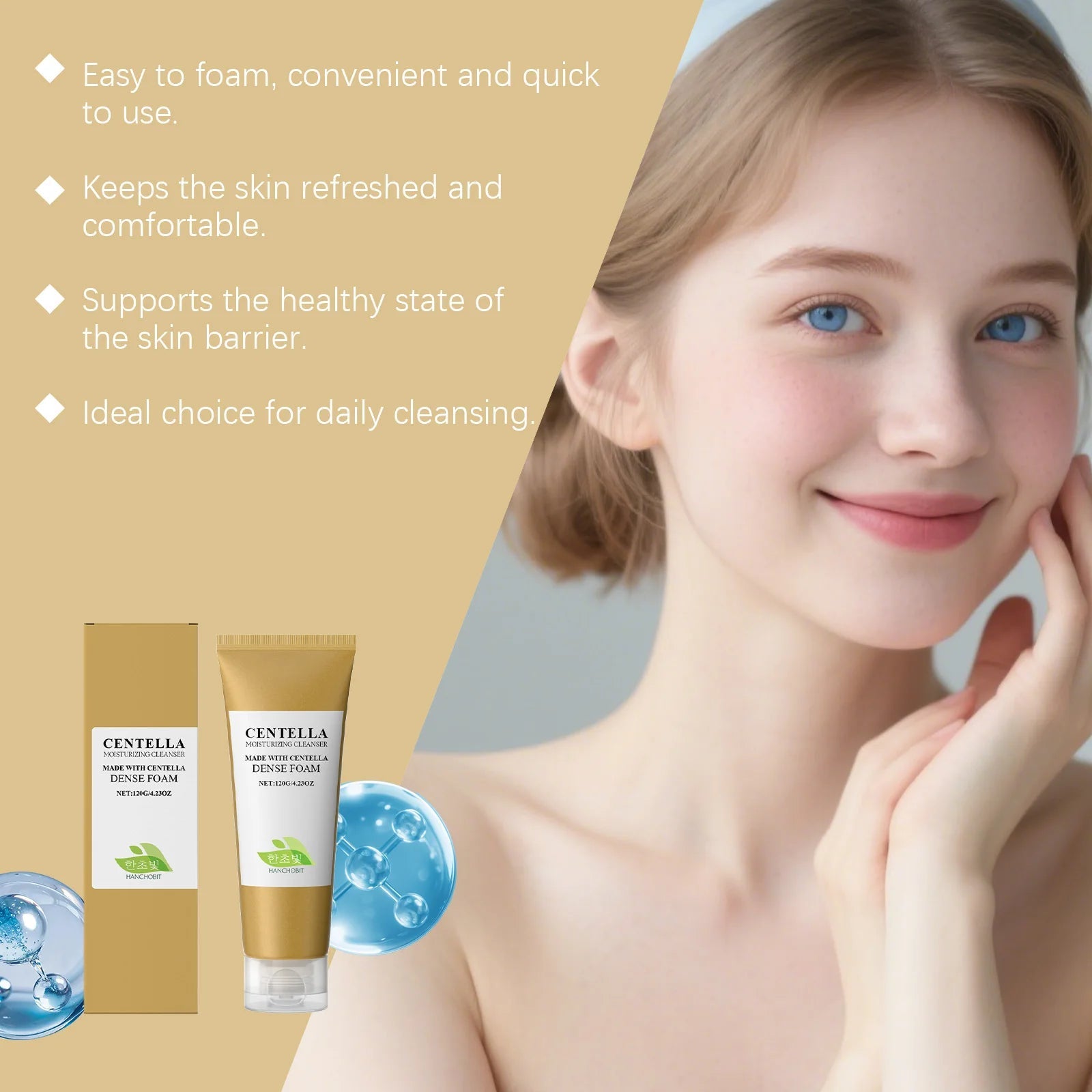 Centella Facial Cleanser Oil Control Acne Remover Blackhead Face Wash Foam Exfoliating Shrink Pore Hydrating Cleansing Skin Care Halalzen
