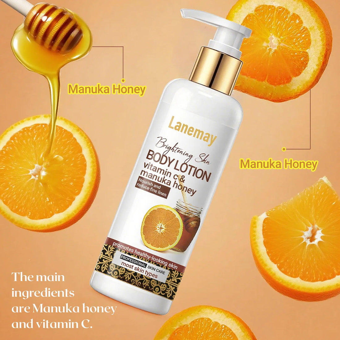 Winter Body Moisturizing and Hydrating Body Lotion, Vitamin C Body Lotion Containing Manuka Honey, Moisturizes Body Skin 100ml