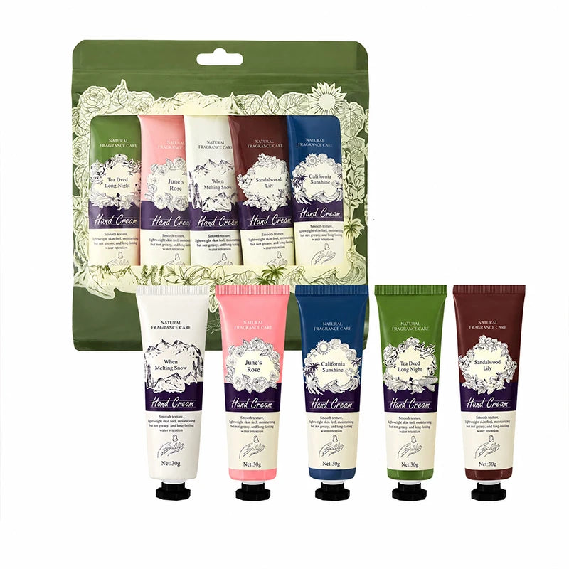 Hand Cream Set Natural Fragrance Daily Care Moisturizing Lotion Smooth Hand Skin Care with Floral Scent For All Skin Dry Hands 30g Each