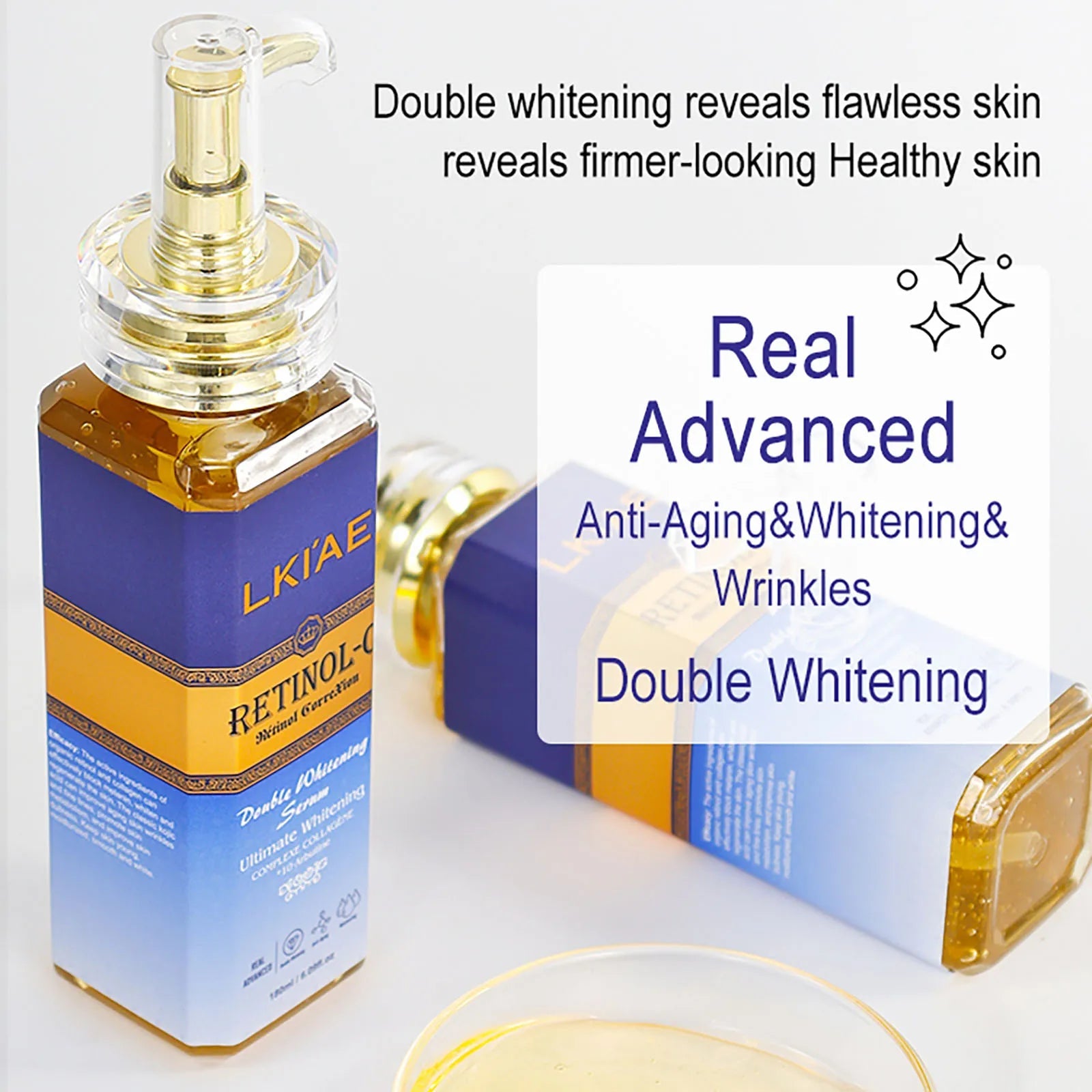 LKIAE Advanced Retinol Double Whitening Skin Care Set, Deeply Moisturizing, Clean Skin, Reduce Wrinkles, Stains, Dark Spots Halalzen