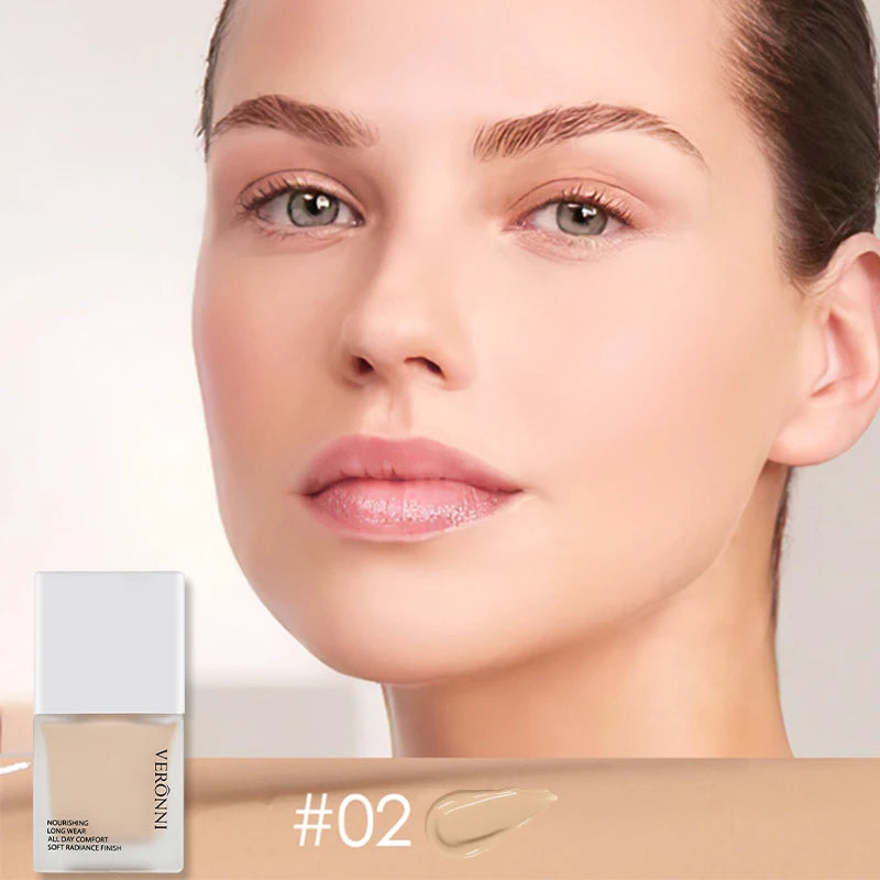 VERONNI Liquid Foundation Cream for Face 10ml High Coverage Makeup Base Sunscreen SPF30 Waterproof Concealer Makeup Foundation Halalzen
