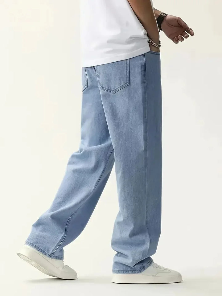 Men's Slim-Fit Stretch Jeans - Smart Casual Style, Blue Transitional Style, Suitable for All Seasons