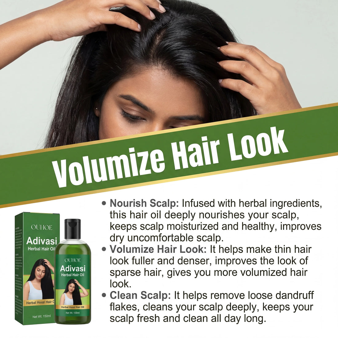 Herbal Hair Oil Nourishing Scalp Treatment Strengthening Serum For Dry Damaged Hair Vitamin E Ginger Root Extract Smoothing Frizz Deep Conditioning Moisturizing Anti Breakage 100ml