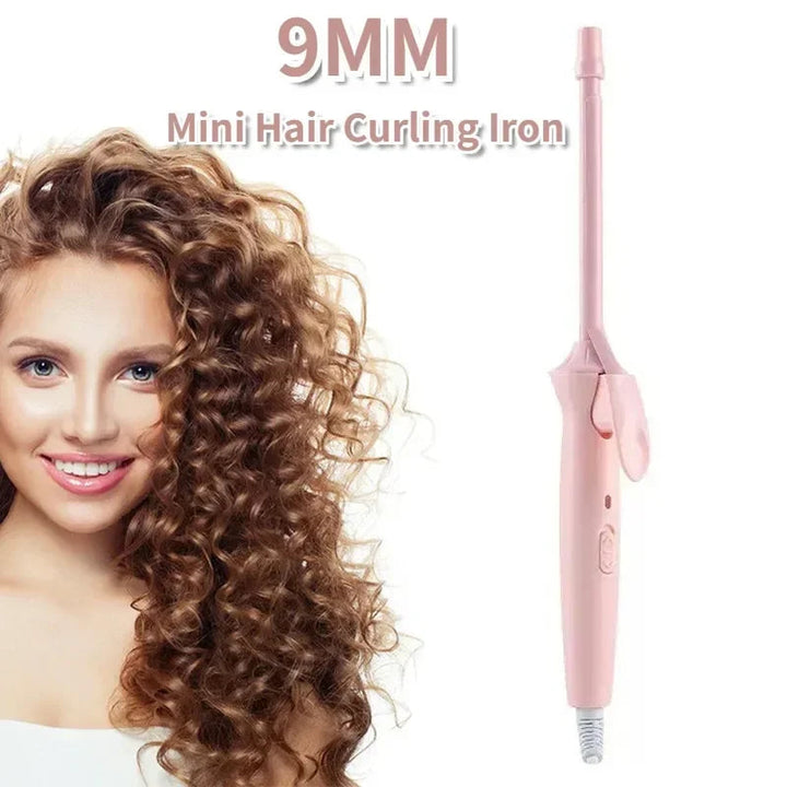Mini Hair Curling Iron 9mm Curler Wand Professional Curly Tongs Ceramic Electric Salon Styling Tool Small Crimping Iron Halalzen